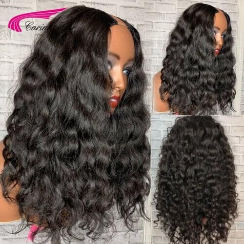 U Part Wig 180 Density Glueless Curly U Shape Human Hair Wigs Brazilian Remy Human Hair Wigs For Black Women