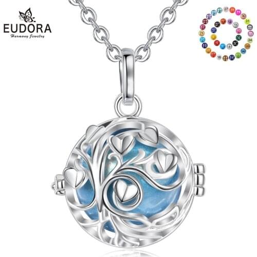 Eudora Pregnancy bola harmony ball Pendant tree of life cage fit Chime bell ball Necklace for pregnant mom gift with box K411N20