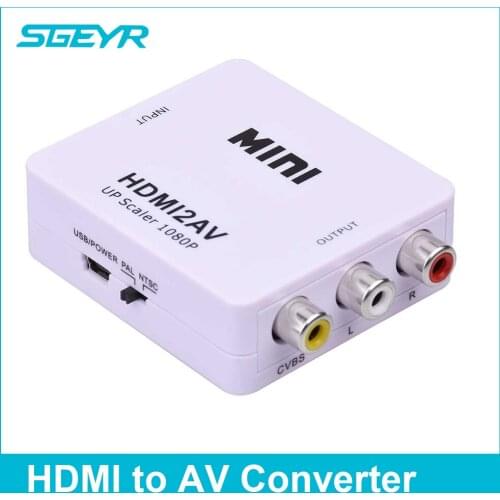 HDMI to RCA Converter 1080P Mini HDMI2AV HDMI to AV Adapter Composite Video Audio Converter RCA AV/CVSB L/R Support NTSC PAL