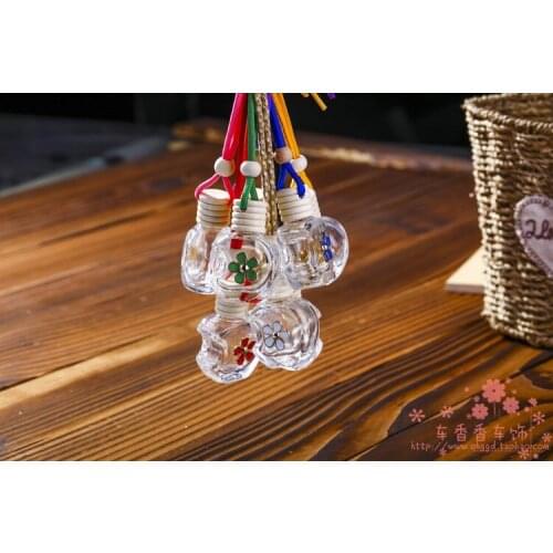 10ml Apple Glass Perfume Empty Bottle with Alloy Daisy Car Pendant Ornaments 100PCS/LOT