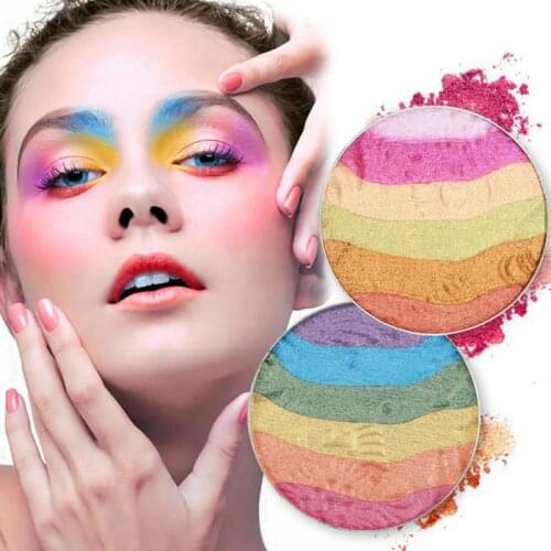 Rainbow Highlighter Facial Bronzers Palette Makeup Glow Face Contour Shimmer Powder Illuminator Highlight Cosmetics TSLM2