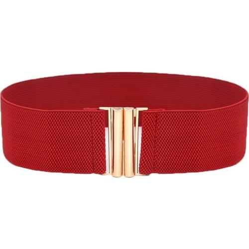 Belts Lady Solid Color Buckle Wide Faux Leather Elastic Waistband Belt for Jeans Pants