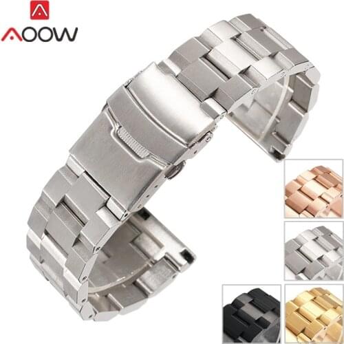 Solid Stainless Steel Strap 18mm 20mm 22mm 24mm Folding Buckle with Safety Men Metal Band Replacement Band Watch Accessories