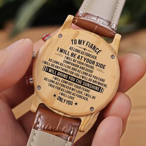 Luxury Fashion Leisure 30m Waterproof Engraved Watches carving meaningful content for boyfriend fiance