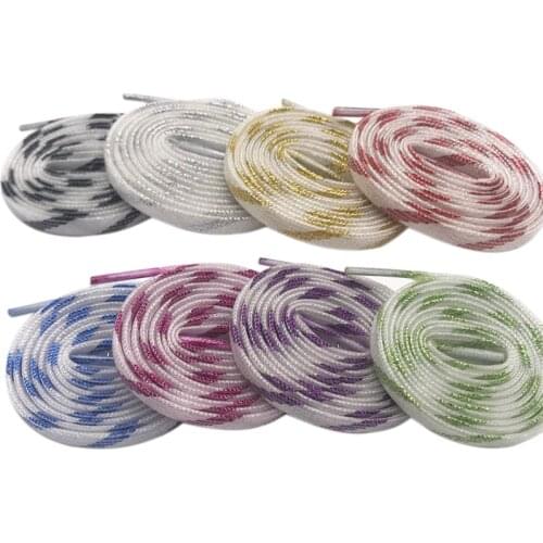 7mm Double Layer Shinning Colorful Glitter Shoelaces Long Shoe Laces White Black Red Gold Silver Shoestring 60-180cm