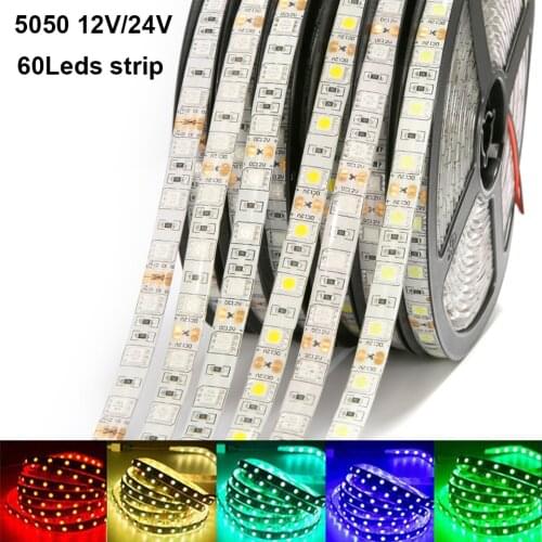 SMD 5050 RGB LED Strip Waterproof/NO 5M 300LED DC 12V 24V White/warm White/RGB/green/red/blue Fita LED Light Strips Flexible