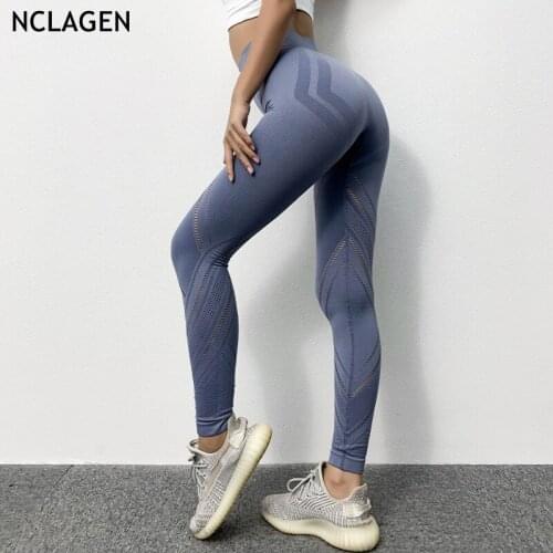 Sport leggings push up High Waist elastic yoga pants fitness wear Nylon Woman Running Gym Workout Squat Proof Tights NCLAGEN
