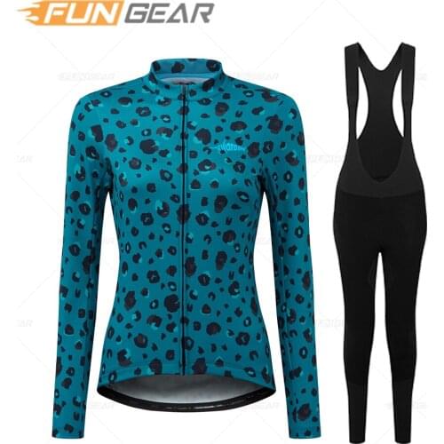 Swordbik Team Triathlon Set Mtb Womens Cycling Jersey Long Sleeve Bicycle Race Suit Maillot Ciclismo Feminino Set Gel Pad