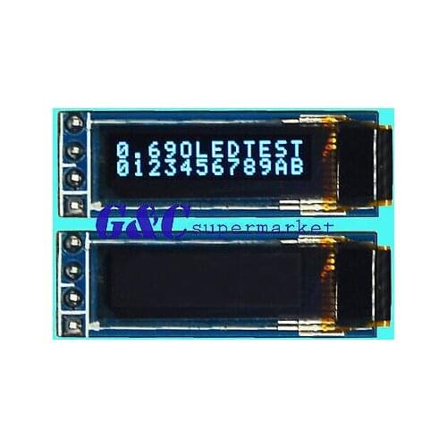 Top 3V ~ 5.5V 0.69" I2C 128x64 Monochrome OLED display module White diy electronics