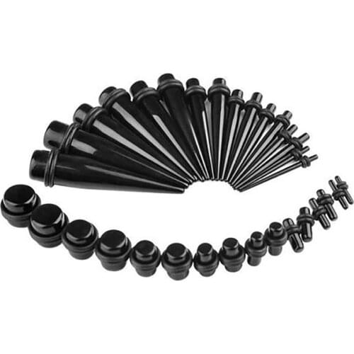 Fanpeijy 18/36pcs Ear Gauges 1.6-10mm Acrylic Ear Expander Sets Ear Stretcher Plug Flesh Tunnels Body Piercing Kit Taper Steel