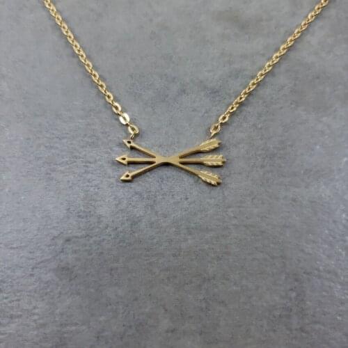 Bohemian Gold Color Arrow Necklace Stainless Steel Ketting Arrow Cross Pendant Necklace Bijoux Femme Party Jewelry