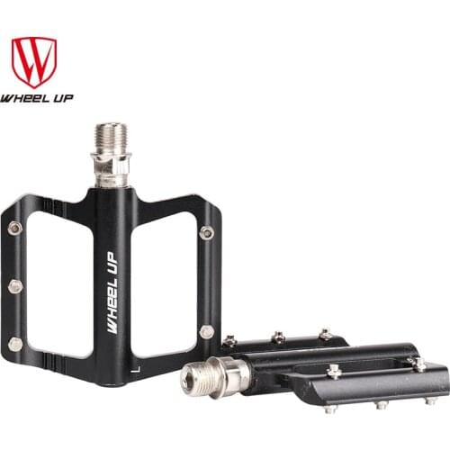 Wheel up Mountain Bike Pedals Platform Bicycle Flat Alloy Pedals 9/16" Sealed Bearings Pedals Non-Slip Alloy Flat Pedals