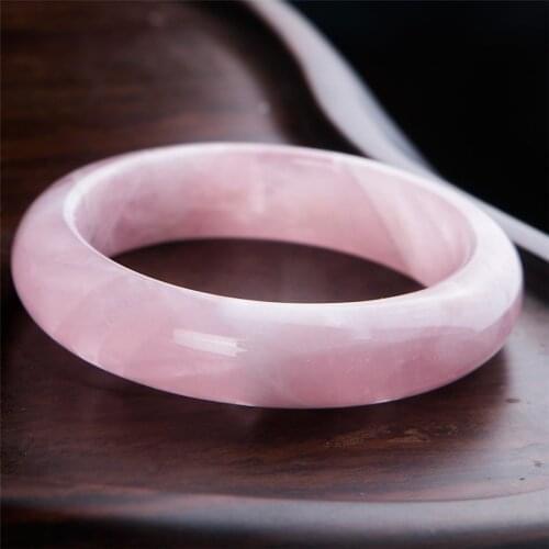 Precious Natural Pink Rose Quartz Crystal Gemstone Woman Lady Fashion Bangle Inner Diameter 58mm AAAAAA