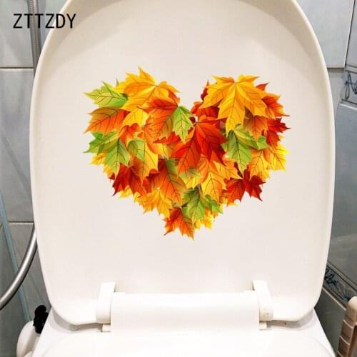 ZTTZDY 25×21CM Heart-Shaped Maple Leaf Stitching Creative Home Decor Accessories Wall Stickers Toilet Decals T6-0242