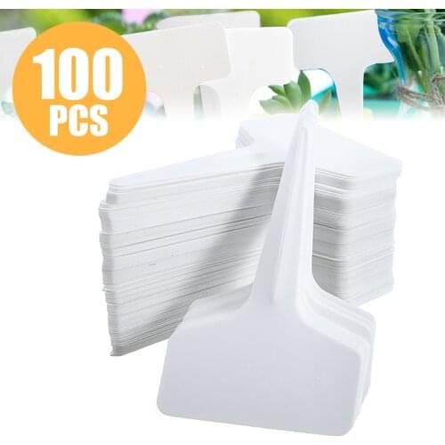 100pcs White PVC Plant T Type Tags Markers Classification Nursery Garden Labels Nursery Pots Garden Plant Markers