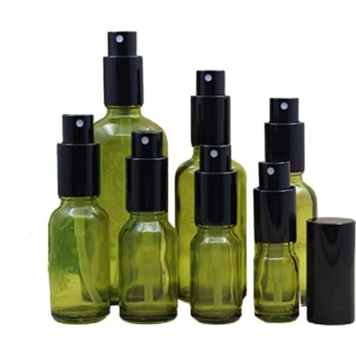 5/10/15/20/30/50/100ML Glass Spray Bottle Olive Green Cosmetic Atomizer Perfume Container Refillable Fine Mist Sprayer 15pcs
