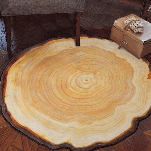80/100/120/140CM Antique Wood Tree Annual Ring Round Carpet For Living Room Bedroom Study Room Chair Mat Plush Rug
