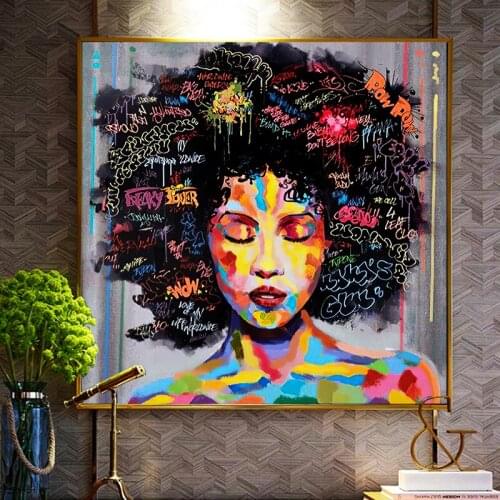 Abstract African Woman Portrait Poster Canvas Painting Posters and Prints Graffiti Art Cuadros Wall Art for Home Deocr No Frame