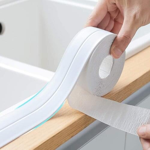 320CM Bathroom Shower Sink Bath Sealing Strip Tape White PVC Self-Adhesive Waterproof Wall sticker for Bathroom Kitchen