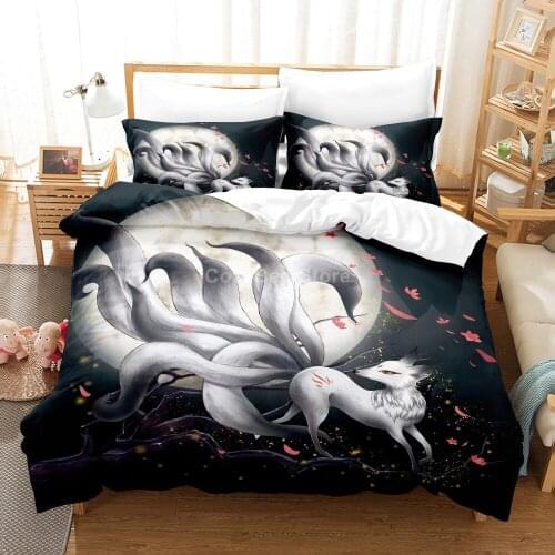White Fox Bedding Set Animal Cartoon Modern 3d Duvet Cover Sets Comforter Bed Linen Twin Queen King Single Size Boy Girl Scenery