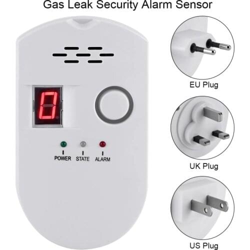 110-240V Gas Detector Alarm Wireless Digital LED Display Natural Leak Combustible Gas Detector For Home Alarm System