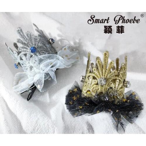 Boutique 10pcs Fashion Cute Glitter Tiaras Hairpins Solid Rhinestone Crown Hair Clips Princess Headwear Party Hair Accessories