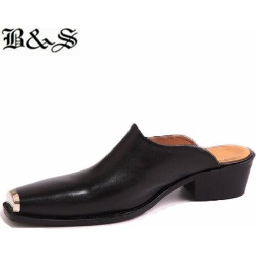 Black&Street 2020 summer harmess gentleman genuine leather iron toe handmade sandals