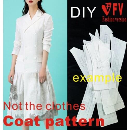Ladies Stand Collar Coat Pattern Double Breasted Jacket Clothing Cutting Drawing BFY-319