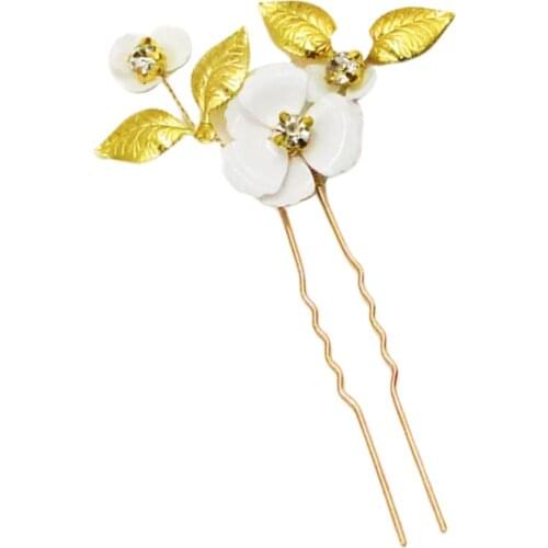 Elegant Flower Hair Pin Bridal Cocktail Party U-Shape Hairclip Hair Ornaments Hair Stick Hair Accessories