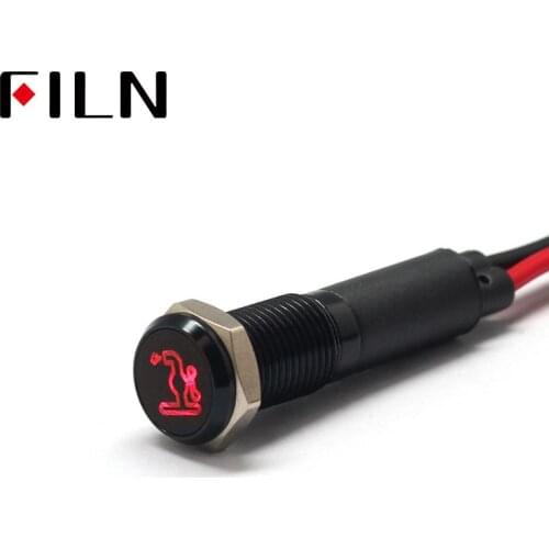 FILN 8mm Car dashboard Faucet symbol led red yellow white blue green 12v led indicator light with 20cm cable
