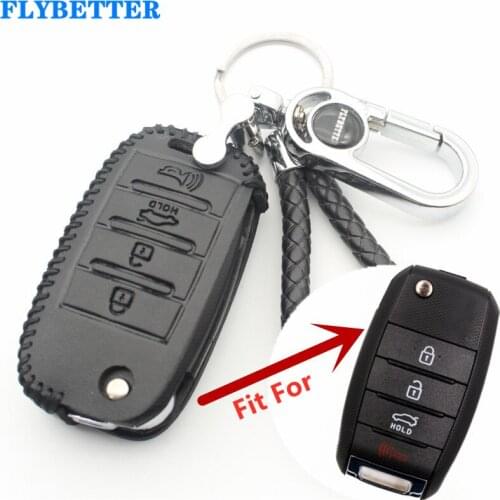 FLYBETTER Genuine Leather 4Button Flip Key Case Cover For Kia Optima/Sorento/Soul/Carens/Sportage/K3/K5 Car Styling (B) L83