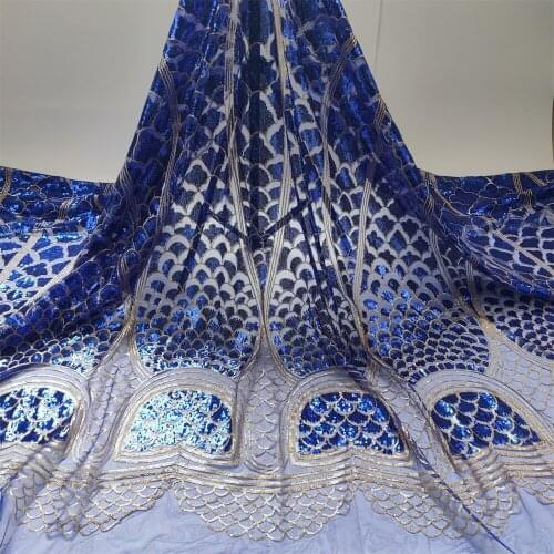 French Sequins Tulle Lace Fabric Hot Sale Nigerian Mesh Lace Fabrics 5 Yards African Lace Fabric For Women Wedding Party jy013