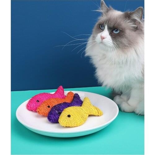 Pet cat toy fish sisal Cat Scratcher three-dimensional small flat fish cat grinding claw toy cat toy sisal simulation fish toy
