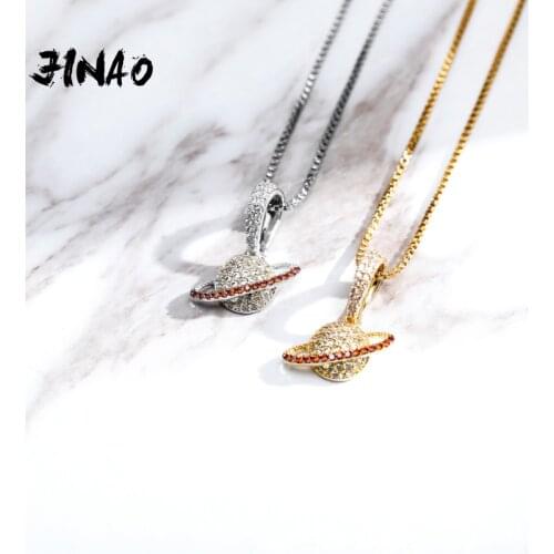 JINAO 925 Sterling Silver Planet Pendant Necklace 100% Sterling Silver Charm Fashion Cubic Zirconia Necklace For Women