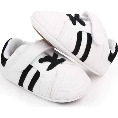 Newborn Infant Baby Classic Sneakers Infant Girls Boys Two Stripe Soft Soled Rubber Anti-Slip Sport Shoes First Walkers 0-18M