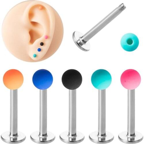 1PC Lip Ring Labret Piercing Bar Surgical Steel Ear Stud Cartilage Lobe Earring Tragus Helix Monroe for Women Body Jewelry 16G