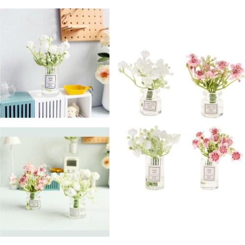 Doll House Miniature Plastic 1/6 1/8 Jasmine with Vase Dining Room Decor