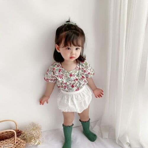 Summer New Baby Girls Short Sleeve Top +PP Pants