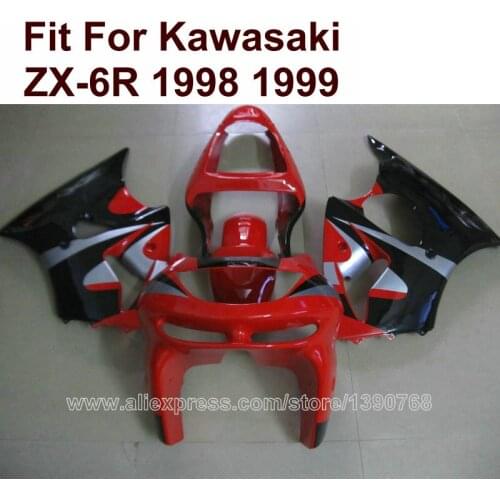 Injection molded fairing for Kawasaki ZX6R 98 99 red black fairings Ninja 636 ZX 6R 1998 1999 7 gifts PO12