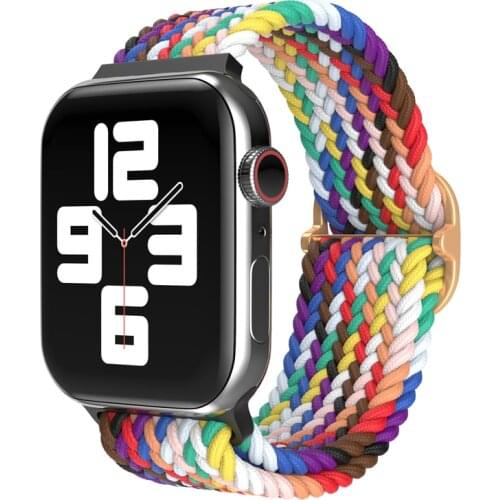 Nylon Braided Elastic Strap For Apple Watch Band 38mm 42mm 40mm 44mm Band For iWatch Series 6/SE/5/4/3/2/1 Replacement Bracelet