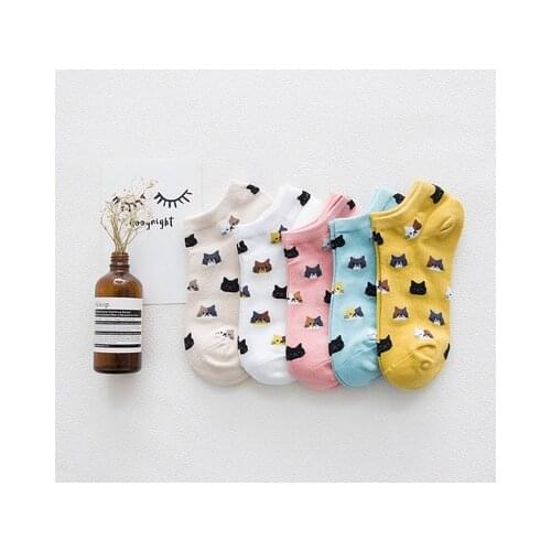 5 Piars/Lot Funny Cartoon Women Girl Short Socks Simpson Dog Cat Totoro Animals Cotton Boat Multi Cute Kawaii Female Socks