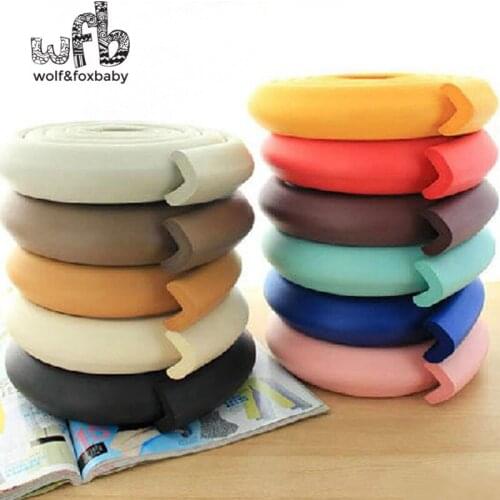 Wholesales New Free Shipping 2m/pack Baby bumper strip Safety Corner protector Table Edge Cushion without Sticker 2014 L type