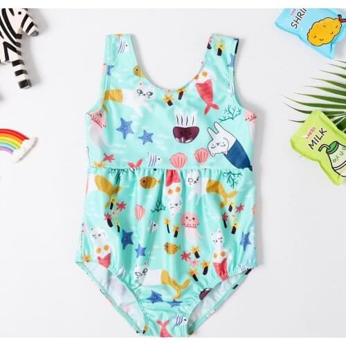 3~8Y Baby Girls Swimsuit New 2019 Girls swimwear one piece Children Flamingo Swimwear Cute animal print Kids Beach wear-SW418