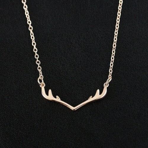 Necklace Sweet Antlers Cute Necklace For Women Gold/Rose Gold Color Necklaces & Pendants Jewelry Charms Jewellery Gift