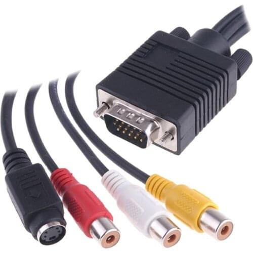 Adapter Cable VGA to AV TV S-Video 3 Audio Video Converter Durable For PC Computer Conversor Digital TV VGA Audio Cable