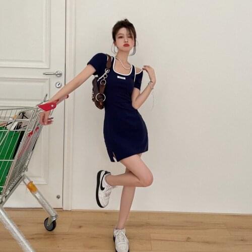 Casual Lazy Letter Print Dress Female Korean Kawaii Cute Womens Dresses Japanese Harajuku Vintage Ulzzang Clothing For Women