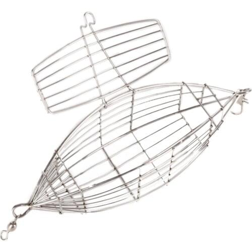 Stainless Steel Wire Fishing Lure Cage Small Bait Cage Fishing Basket Feeder Holder Fishing Tackle
