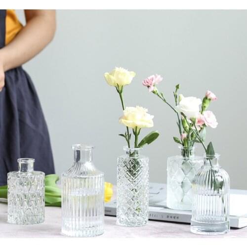 Scandinavian Glass Vase Desktop Decor Aroma Vase No Fire Aromatherapy Storage Jar Table Dried Flower Bottle Floral Container