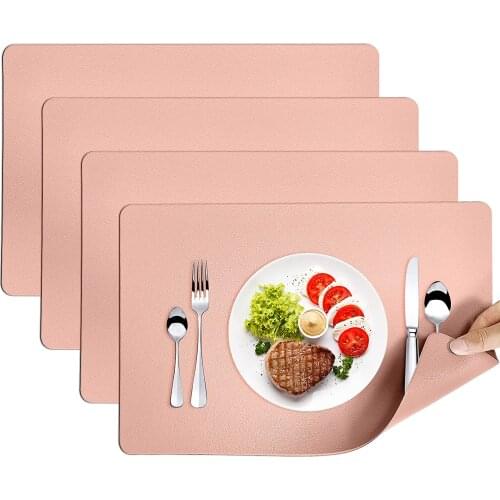 4Pcs Table Placemats Waterproof and Oil-Proof Restaurant Household PU Leather Placemats are Insulated and Easy to Clean