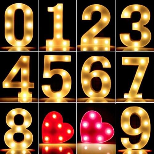 Luminous LED Letter Number Night Light Creative English Alphabet Battery Lamp Romantic Wedding Party Decoration Christmas Gift